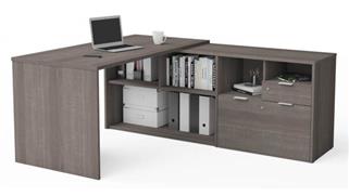 L Shaped Desks Bestar 72in W L-Desk with 2 Drawers