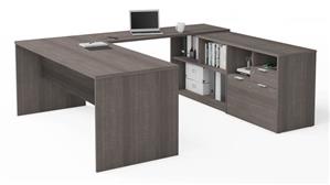 U Shaped Desks Bestar 72" W U-Shaped Executive Desk with 2 Drawers
