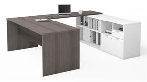 U Shaped Desks Bestar 72" W U-Shaped Executive Desk with 2 Drawers