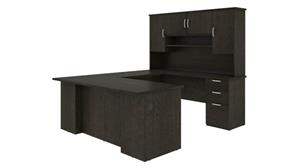 U Shaped Desks Bestar U-Shaped Executive Desk with Hutch