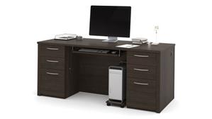 Executive Desks Bestar 72in W Executive Desk with Two Pedestals