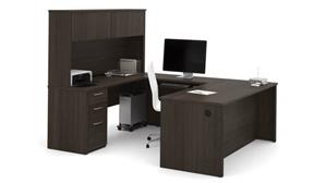 U Shaped Desks Bestar 72in W U-Shaped Executive Desk with Pedestal and Hutch