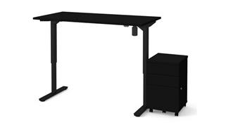 Adjustable Height Desks & Tables Bestar 30" x 60" Electric Height Adjustable Table and Assembled Mobile Filing Cabinet