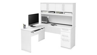 L Shaped Desks Bestar 60" W L-Shaped Desk with Hutch