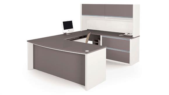 U Shaped Desks Bestar Bow Front U Shaped Desk with Hutch 93863