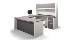 U Shaped Desks Bestar Bow Front U Shaped Desk with Hutch 93879