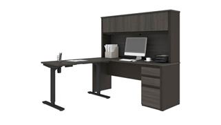 L Shaped Desks Bestar 72in W x 72in D Height Adjustable L-Shaped Desk with Hutch