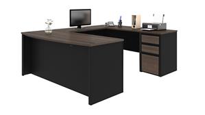 L Shaped Desks Bestar U Shaped Desk with Pedestal