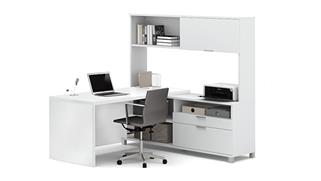 L Shaped Desks Bestar Panel L Shaped Desk with Hutch