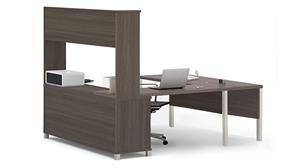 L Shaped Desks Bestar Metal Leg U Desk with Hutch