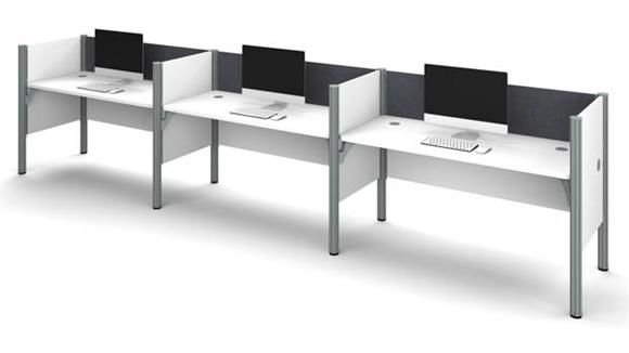 Triple Side-by-Side Workstation - White with Tack Boards