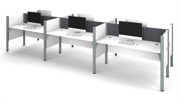 Six Workstation - White with Tack Boards