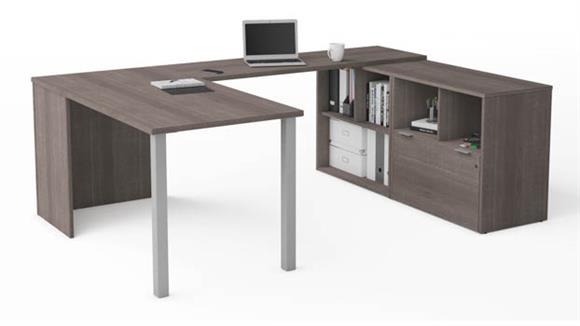 U-Desk with One File Drawer