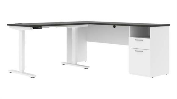 72in W L-Shaped Electric Standing Desk