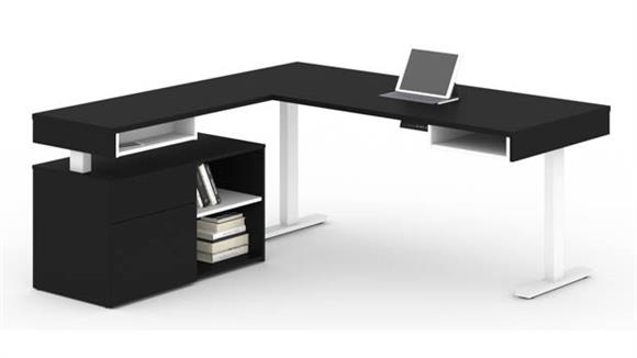 72in W L-Shaped Standing Desk with Credenza