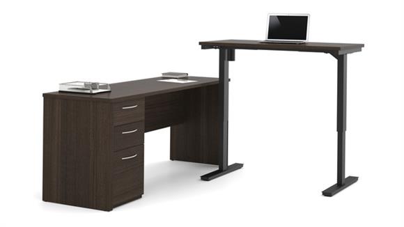 L-Desk Including Electric Height Adjustable Table