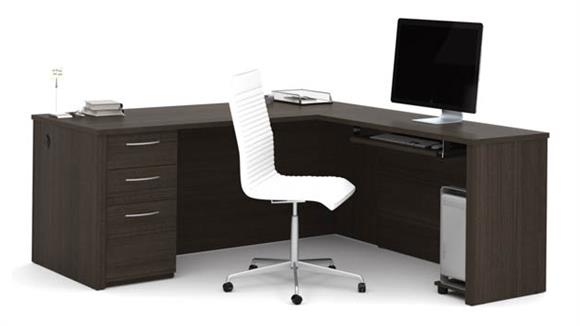 72in W L-Shaped Desk with Pedestal