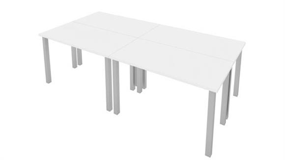 48in W x 24in D Table Desks with Square Metal Legs (set of 4)