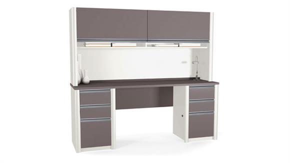 Double Pedestal Credenza with Hutch 93860