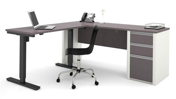 L Shaped Desk with Adjustable Height Table
