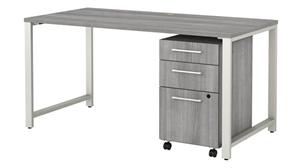 Computer Tables Bush Furniture 60" W x 30" D Table Desk with 3 Drawer Mobile File Cabinet