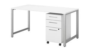Computer Desks Bush Furniture 60" W x 30" D Table Desk with 3 Drawer Mobile File Cabinet