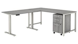 Adjustable Height Desks & Tables Bush Furniture 72" W L-Shaped Desk with Height Adjustable Return and 3 Drawer Mobile File Cabinet