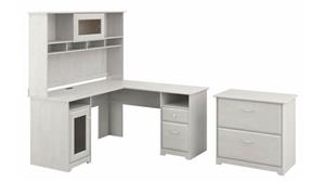 L Shaped Desks Bush Furniture 60in W L-Shaped Computer Desk with Hutch and Lateral File Cabinet
