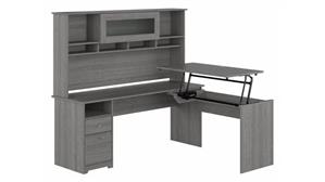 Adjustable Height Desks & Tables Bush Furniture 72" W 3 Position L-Shaped Sit to Stand Desk with Hutch