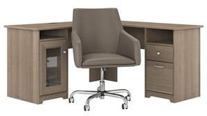 L Shaped Desks Bush Furniture 60" W L-Shaped Computer Desk with Mid Back Leather Box Chair