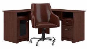 L Shaped Desks Bush Furniture 60" W L-Shaped Desk with Mid Back Leather Box Chair