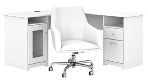 L Shaped Desks Bush Furniture 60" W L-Shaped Desk with Mid Back Leather Box Chair