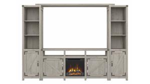 Electric Fireplaces Bush Furniture 65in W Farmhouse Entertainment Center with Electric Fireplace