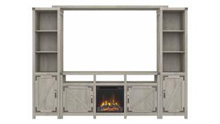 Electric Fireplaces Bush Furniture 65in W Farmhouse Entertainment Center with Electric Fireplace