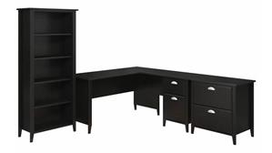 L Shaped Desks Bush Furniture 60" W L-Shaped Desk, Bookcase and Lateral File Cabinet