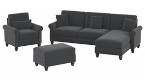 Sectional Sofas Bush Furniture 102" W Sectional Sofa with Reversible Chaise Lounge, Accent Chair and Ottoman