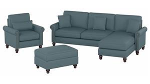 Sectional Sofas Bush Furniture 102" W Sectional Sofa with Reversible Chaise Lounge, Accent Chair and Ottoman