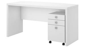 Office Credenzas Bush Furniture Bow Front Desk with Mobile File Cabinet
