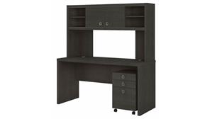 Office Credenzas Bush Furniture Credenza Desk with Hutch and Mobile File Cabinet