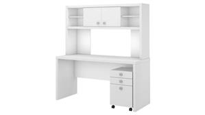 Office Credenzas Bush Furniture Credenza Desk with Hutch and Mobile File Cabinet
