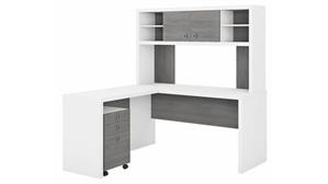 L Shaped Desks Bush Furniture L-Shaped Desk with Hutch and Mobile File Cabinet