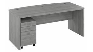 Executive Desks Bush Furniture 72" W Bow Front Desk with 3 Drawer Mobile Pedestal