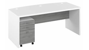 Executive Desks Bush Furniture 72in W Bow Front Desk with 3 Drawer Mobile Pedestal