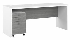 Office Credenzas Bush Furniture 72in W Credenza Desk with 3 Drawer Mobile Pedestal