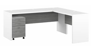 L Shaped Desks Bush Furniture 72" W L-Shaped Credenza Desk with 3 Drawer Mobile File Cabinet