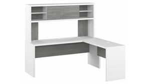 L Shaped Desks Bush Furniture 72" W L-Shaped Credenza Desk with Hutch