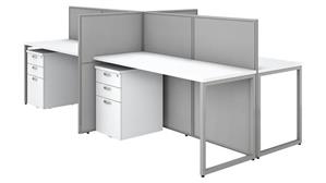 Workstations & Cubicles Bush Furniture 60in W 4 Person Open Cubicle Desk with 4 Mobile File Cabinets and 45in H Panels