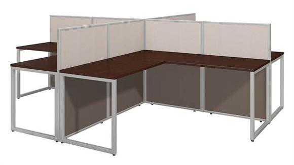 Workstations & Cubicles Bush Furniture 60" W 4 Person L-Desk Open Office with 45"H Panels