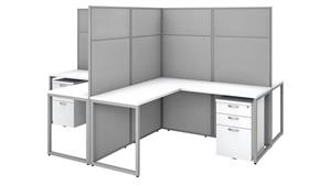 Workstations & Cubicles Bush Furniture 60" W 4 Person L-Shaped Cubicle Desk with Drawers and 66"H Panels