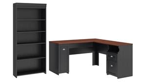 L Shaped Desks Bush Furniture 60in W L-Shaped Desk with 5 Shelf Bookcase